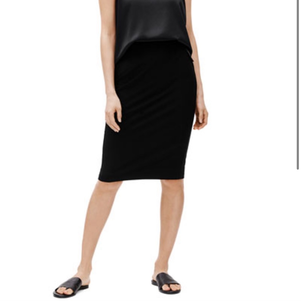 Eileen Fisher Black Knit Pencil Skirt